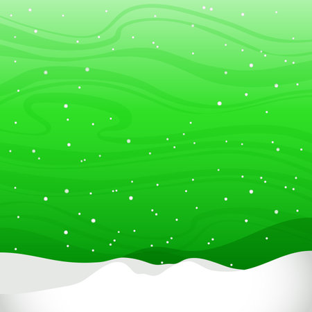 Abstract green background with snowflakes and snowdrift. Vector illustration.のイラスト素材