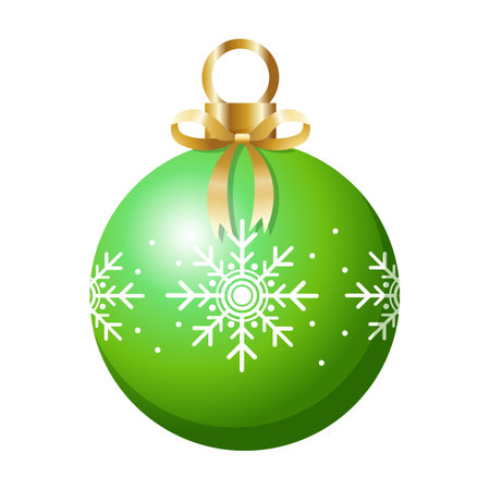 Green Christmas ball with snowflakes on a white background. Vector illustrationのイラスト素材