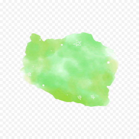 Abstract green watercolor stain isolated on transparent background. Vector illustration.のイラスト素材