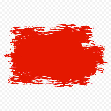 Red brush stroke isolated on transparent background. Vector illustration. Grunge texture.のイラスト素材