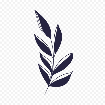 branch with leafs icon over transparent background, line style, vector illustrationのイラスト素材