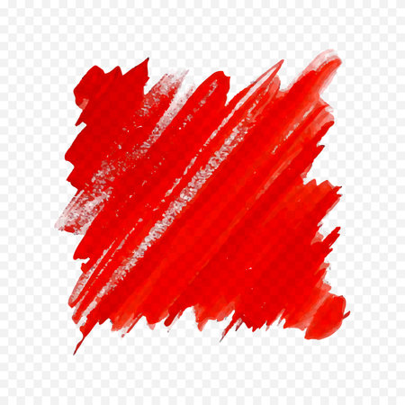 Red abstract watercolor brush strokes on transparent background. Texture paper. Vector illustration.のイラスト素材