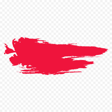 Red grunge brush stroke isolated on transparent background. Vector illustration.のイラスト素材