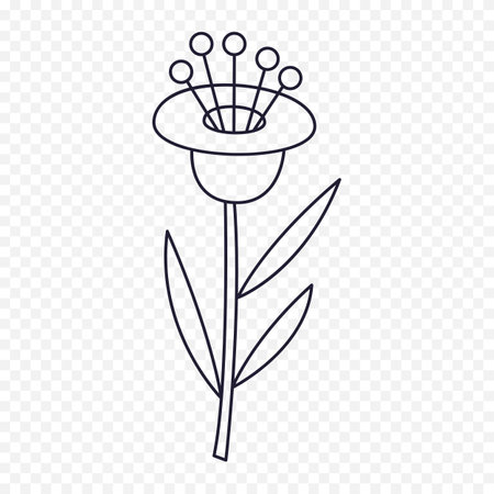 cute flower icon over white background, line style, vector illustrationのイラスト素材