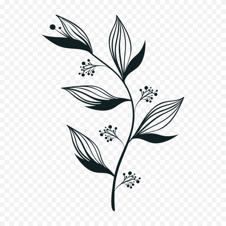 branch with leafs and seeds isolated icon vector illustration desingのイラスト素材
