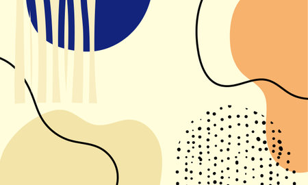 Minimalist background with abstract shapes, dots, lines, spots, spots. Vector illustration.のイラスト素材