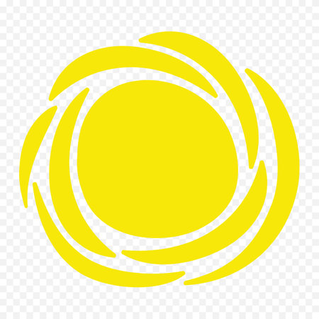 Sun icon. Yellow sun symbol on transparent background. Vector illustration.のイラスト素材