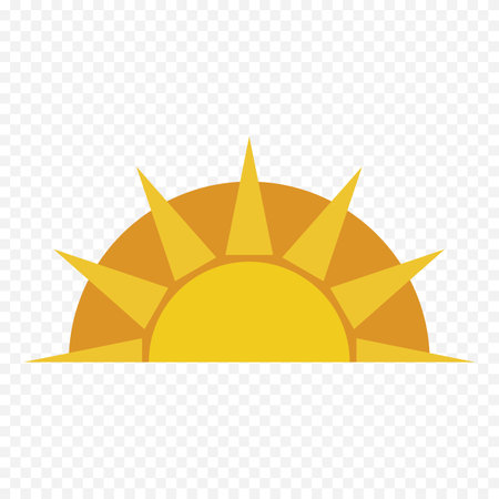 Sun icon. Flat illustration of sun icon for web isolated on transparent backgroundのイラスト素材