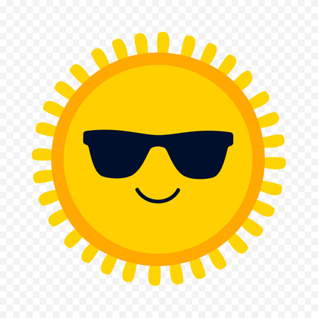 Sun icon in flat style. Sunglasses vector illustration on white isolated background. Summer business concept.のイラスト素材