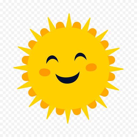 Smiling sun icon. Flat illustration of smiling sun icon for web designのイラスト素材