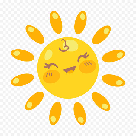 Cute smiling sun icon. Flat illustration of cute smiling sun icon for web designのイラスト素材