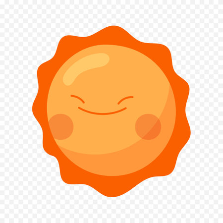 Sun icon, vector illustration. Flat design style with orange color.のイラスト素材