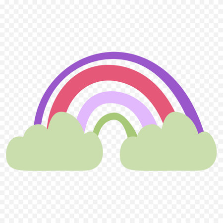 Rainbow and clouds flat icon, vector illustration on transparent background.のイラスト素材