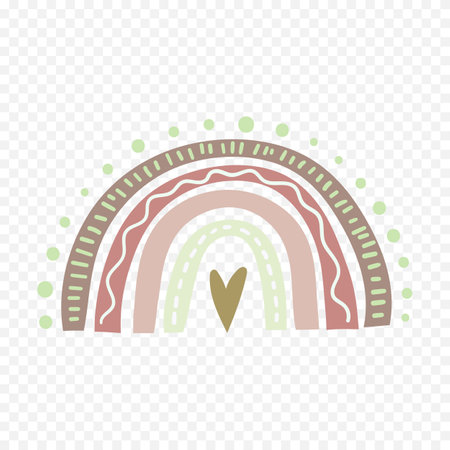 Rainbow in pastel colors. Hand drawn vector illustration on transparent background.のイラスト素材