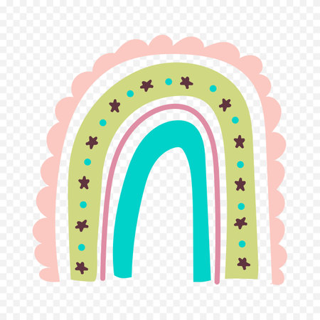 Rainbow icon in flat style. Cute rainbows vector illustration on transparent background.のイラスト素材