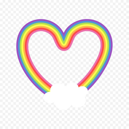 Rainbow heart icon. Isolated on transparent background. Vector illustration.のイラスト素材