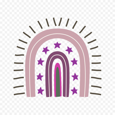 Rainbow icon. Cute rainbow with stars. Vector illustration.のイラスト素材