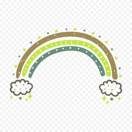 Cute rainbow with clouds and rainbows. Vector illustration isolated on transparent background.のイラスト素材