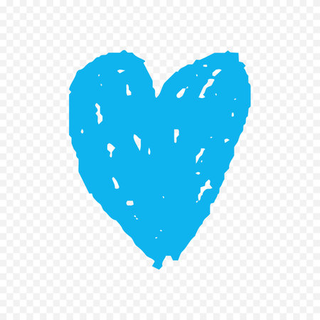 Grunge blue heart isolated on transparent background. Vector illustration.のイラスト素材