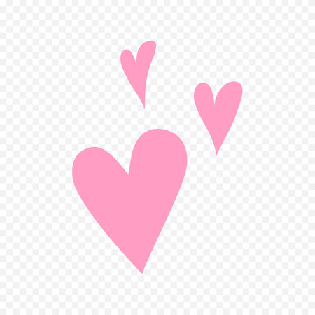 Pink hearts on transparent background. Valentines day card. Vector illustrationのイラスト素材