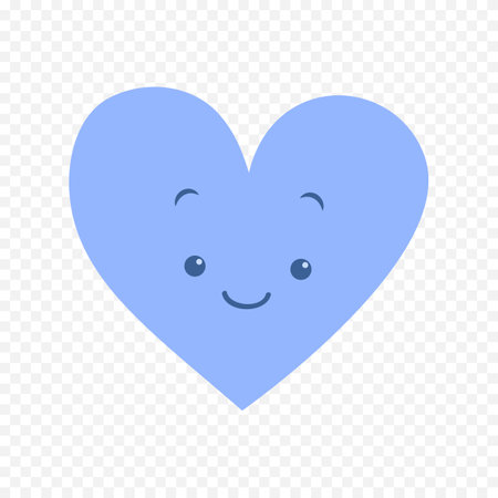 Cute blue heart icon on transparent background. Flat style vector illustration.のイラスト素材