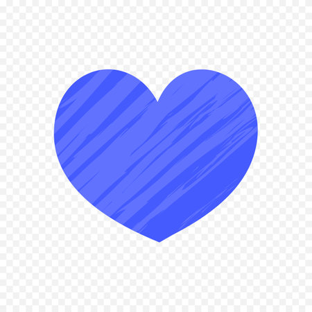 Blue heart icon isolated on transparent background. Flat design. Vector illustrationのイラスト素材