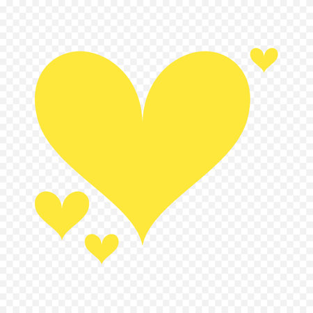 Yellow heart icon isolated on transparent background. Flat design. Vector illustrationのイラスト素材