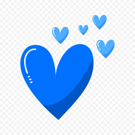 Blue heart icon on transparent background. Love symbol. Vector illustration.のイラスト素材