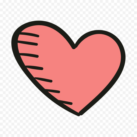 Heart doodle icon, vector illustration. Flat design style.のイラスト素材