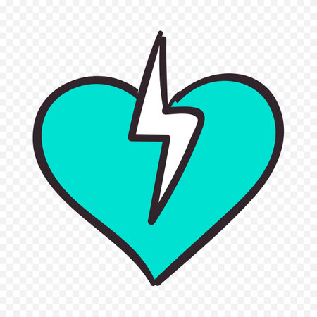 Heart with lightning icon, vector illustration. Flat design style eps 10のイラスト素材