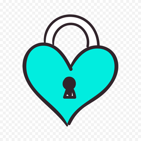 Heart padlock icon in line style. Vector illustration on transparent background.のイラスト素材