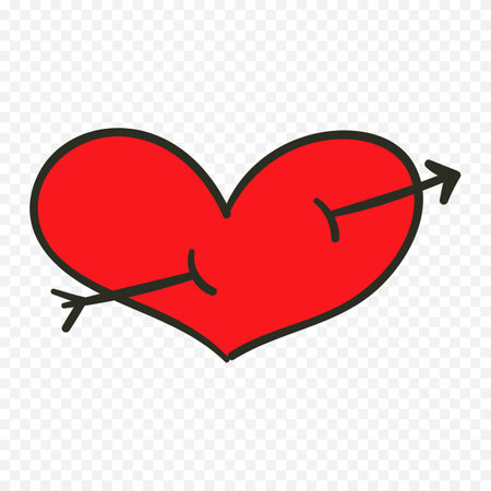Heart pierced by an arrow icon in flat style. Love symbol vector illustration on transparent background.のイラスト素材