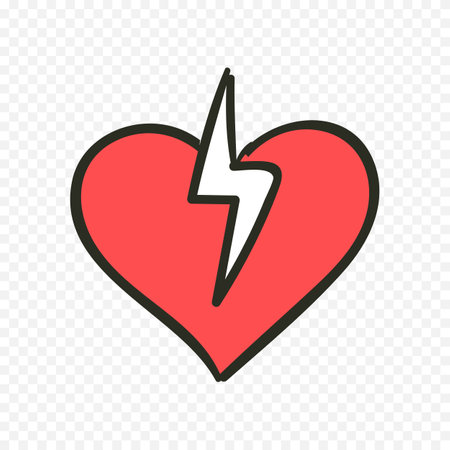 Heart with lightning icon, vector illustration. Flat design style eps 10のイラスト素材