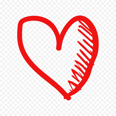 Hand drawn heart. Vector illustration. Isolated on transparent background.のイラスト素材