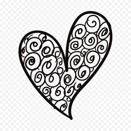 Hand drawn heart with swirls, doodle vector illustration.のイラスト素材