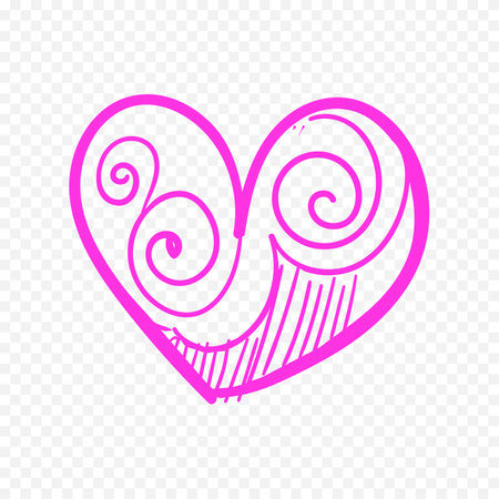 Heart icon in doodle style. Hand drawn vector illustration.のイラスト素材