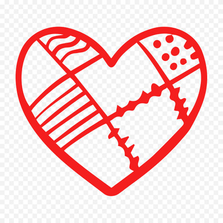 Bandage icon. Vector illustration. Red heart on transparent background.のイラスト素材