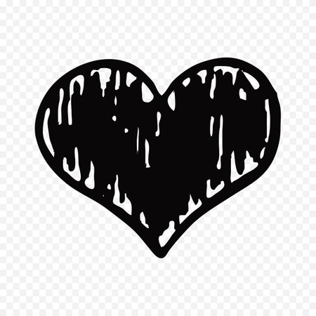 Hand drawn red heart on transparent background. Valentines day vector illustration.のイラスト素材