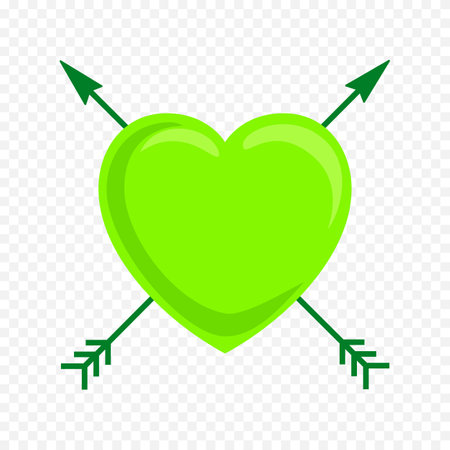 Green heart with arrow icon. Flat illustration of green heart with arrow icon for web designのイラスト素材