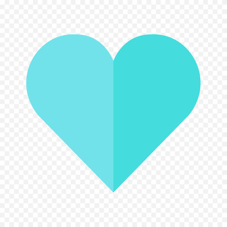 Blue heart icon isolated on transparent background. Flat design. Vector illustrationのイラスト素材
