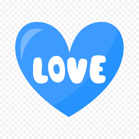 Blue heart with the word love isolated on transparent background. Vector illustration.のイラスト素材