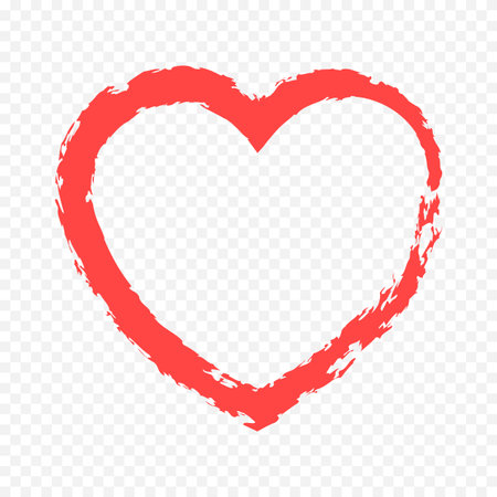 Red heart on a transparent background. Valentine's day. Vector illustrationのイラスト素材
