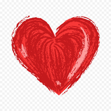 Hand drawn red heart on transparent background. Vector illustration for your designのイラスト素材