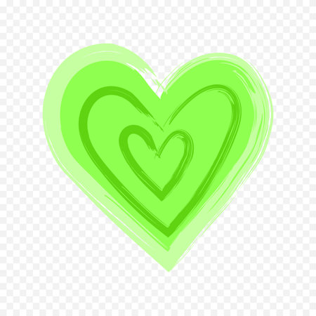 Green heart on a transparent background. Vector illustration. Love symbol.のイラスト素材