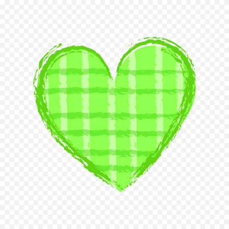 Green grunge heart on transparent background. Hand drawn vector illustration.のイラスト素材