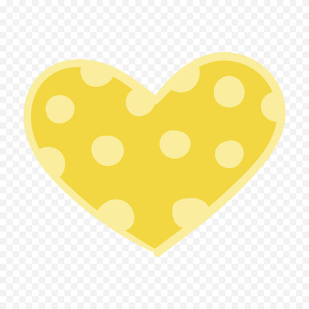Yellow heart with polka dots isolated on transparent background. Vector illustration.のイラスト素材