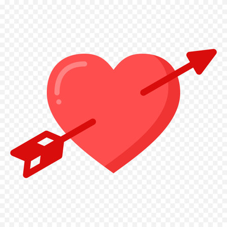 Heart with arrow flat icon. Love symbol, vector illustration on a transparent background.のイラスト素材