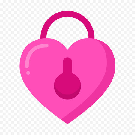Pink heart padlock icon. Flat illustration of pink heart padlock icon for web designのイラスト素材