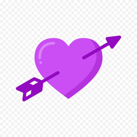 Heart pierced by an arrow icon. Flat vector illustration on transparent backgroundのイラスト素材