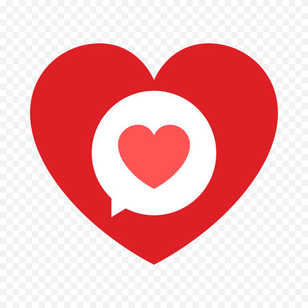 Heart with speech bubble icon. Love symbol. Flat design. Vector illustrationのイラスト素材